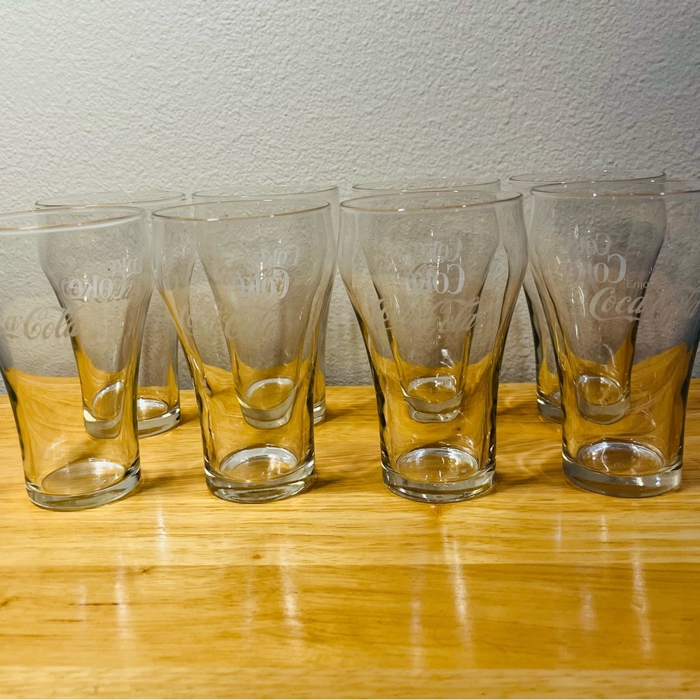 Vintage Coca-Cola Glasses set of 8 Transparent Glasses Vintage Enjoy Coke